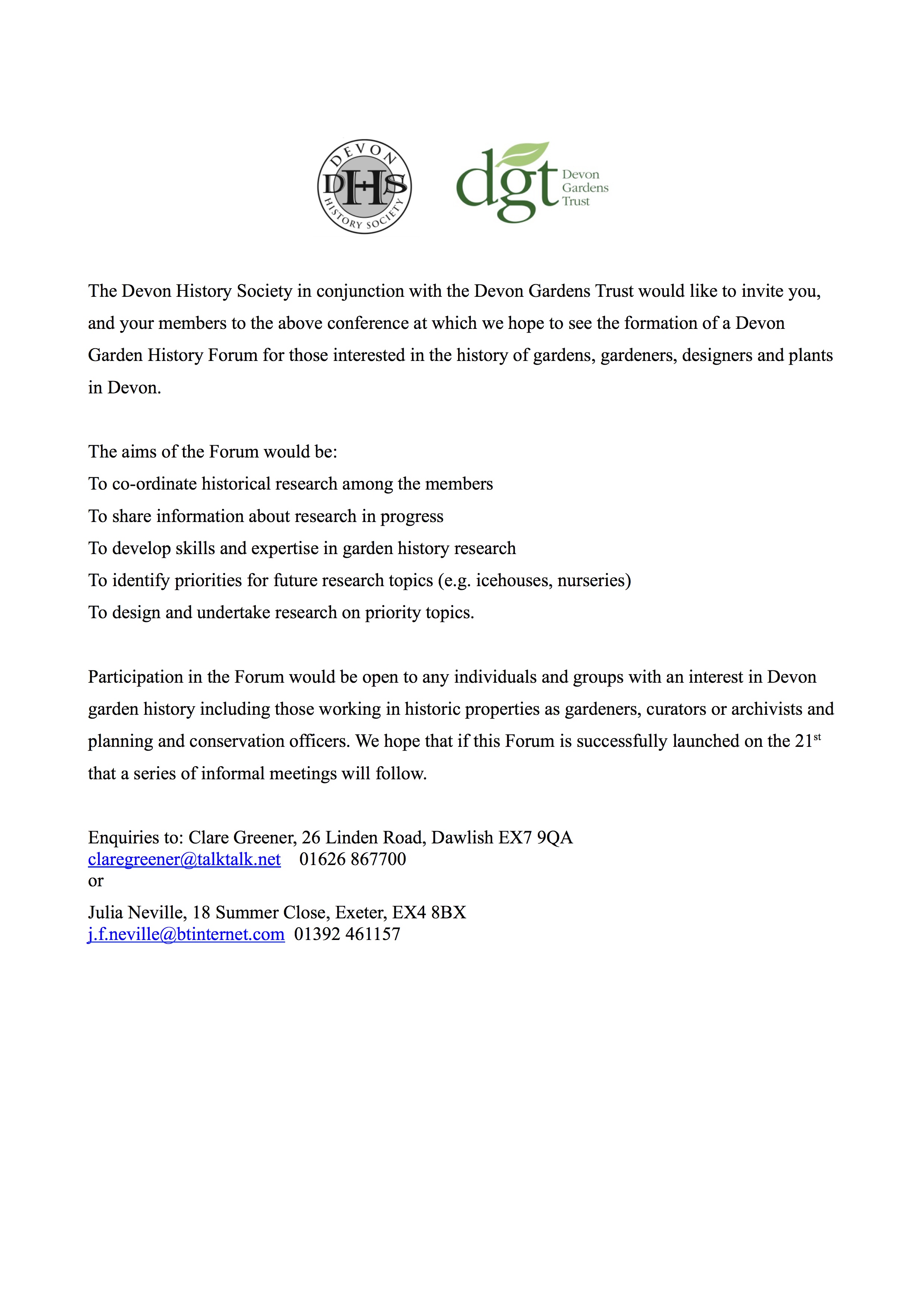 Devon Garden History Forum invite